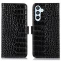 Funda Crocodile con RFID para Samsung Galaxy S23 FE - Estilo Cartera - Negro