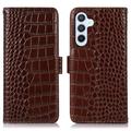 Funda Crocodile con RFID para Samsung Galaxy S23 FE - Estilo Cartera - Marrón