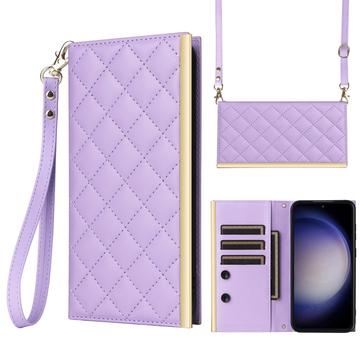 Funda acolchada de lujo para Samsung Galaxy S23 FE - Estilo Cartera - Morado