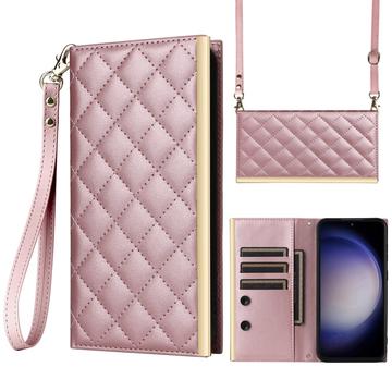 Funda acolchada de lujo para Samsung Galaxy S23 FE - Estilo Cartera - Oro rosa