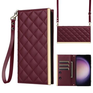 Funda acolchada de lujo para Samsung Galaxy S23 - Estilo Cartera - Rojo vino