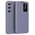 Funda Samsung Galaxy S23 Smart Clear View Flip con ranura para tarjetas - Gris Morado