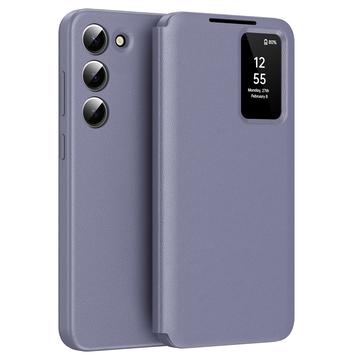 Funda Samsung Galaxy S23 Smart Clear View Flip con ranura para tarjetas - Gris Morado