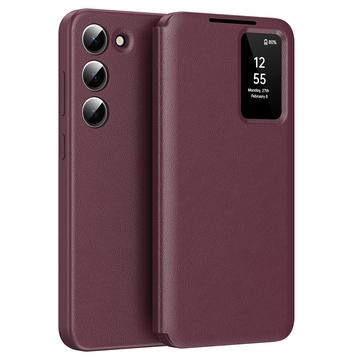 Funda Samsung Galaxy S23 Smart Clear View Flip con ranura para tarjetas - Rojo vino