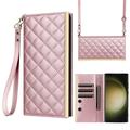 Funda acolchada de lujo para Samsung Galaxy S23 Ultra - Estilo Cartera - Oro rosa