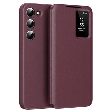 Funda Samsung Galaxy S23+ Smart Clear View Flip con ranura para tarjetas - Rojo vino