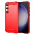 Carcasa de TPU Brushed para Samsung Galaxy S24 - Fibra de Carbono - Rojo