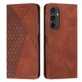 Funda de cartera con diseño de rombos y cierre magnético para Samsung Galaxy S24 FE - Marrón