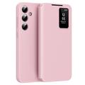 Funda Samsung Galaxy S24 FE Smart Clear View Flip con ranura para tarjetas - Rosa