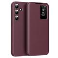 Funda Samsung Galaxy S24 FE Smart Clear View Flip con ranura para tarjetas - Rojo vino