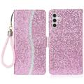 Samsung Galaxy S24 FE Funda elegante con purpurina para cartera - Rosa