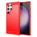 Carcasa de TPU Brushed para Samsung Galaxy S24 Ultra - Fibra de Carbono - Rojo