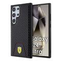 Funda Samsung Galaxy S24 Ultra Ferrari con fondo de carbono cosido - Negro