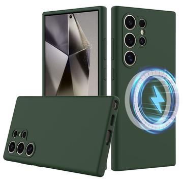 Funda de Silicona Líquida para Samsung Galaxy S24 Ultra - Compatible con MagSafe - Verde Oscuro