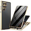 Carcasa Magnética con Cristal Templado para Samsung Galaxy S24 Ultra - Privacidad - Dorado