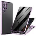 Carcasa Magnética con Cristal Templado para Samsung Galaxy S24 Ultra - Privacidad - Light Purple