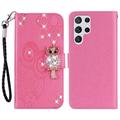 Samsung Galaxy S24 Ultra Búho Rhinestone Funda Cartera