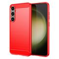 Carcasa de TPU Brushed para Samsung Galaxy S24 Plus - Fibra de Carbono - Rojo