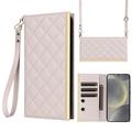 Funda acolchada de lujo para Samsung Galaxy S24 Plus - Estilo Cartera - Beige