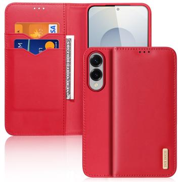 Funda de Cuero Dux Ducis Hivo para Samsung Galaxy S25 Edge - Estilo Cartera - Rojo