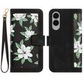 Samsung Galaxy S25 Edge Funda Floral para Cartera con Ranuras para Tarjetas - Negro