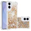 Funda de TPU Samsung Galaxy S25 Edge Glitter Quicksand - Corazones dorados