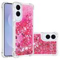Funda de TPU Samsung Galaxy S25 Edge Glitter Quicksand - Corazones rosas