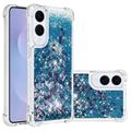 Funda de TPU Samsung Galaxy S25 Edge Glitter Quicksand - Corazones azules