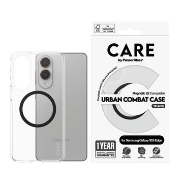 Funda PanzerGlass Care Transparent Urban Combat para Samsung Galaxy S25 Edge - Compatible con MagSafe - Negro