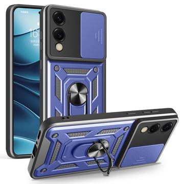 Funda híbrida con anillo giratorio y protector de cámara para Samsung Galaxy S25 Edge