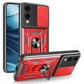 Funda híbrida con anillo giratorio y protector de cámara para Samsung Galaxy S25 Edge - Rojo