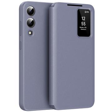 Funda Samsung Galaxy S25 Edge Smart Clear View Flip con ranura para tarjetas - Gris Morado