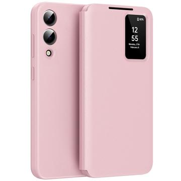 Funda Samsung Galaxy S25 Edge Smart Clear View Flip con ranura para tarjetas - Rosa