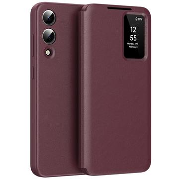 Funda Samsung Galaxy S25 Edge Smart Clear View Flip con ranura para tarjetas - Rojo vino