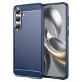 Carcasa de TPU Brushed para Samsung Galaxy S25 FE - Fibra de Carbono - Negro - Azul
