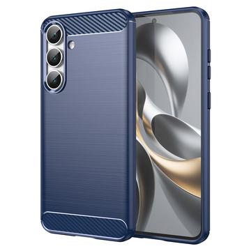 Carcasa de TPU Brushed para Samsung Galaxy S25 FE - Fibra de Carbono - Negro - Azul