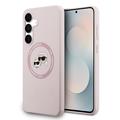 Funda MagSafe de silicona líquida Karl Lagerfeld Double Heads para Samsung Galaxy S25 FE - Rosa