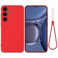 Samsung Galaxy S25 FE Funda de silicona líquida con correa de mano - Rojo