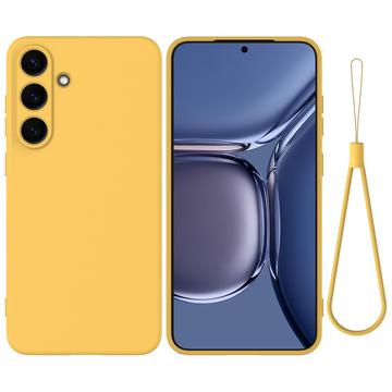 Samsung Galaxy S25 FE Funda de silicona líquida con correa de mano - Amarillo
