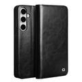 Funda Clásica de Cuero Qialino para Samsung Galaxy S25 FE - Estilo Cartera - Negro