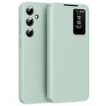 Funda Samsung Galaxy S25 FE Smart Clear View Flip con ranura para tarjetas - Verde claro