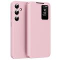 Funda Samsung Galaxy S25 FE Smart Clear View Flip con ranura para tarjetas - Rosa