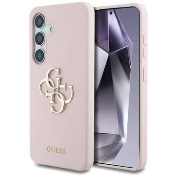 Funda de silicona Samsung Galaxy S25 Guess Big 4G Logo Bottom Script - Rosa
