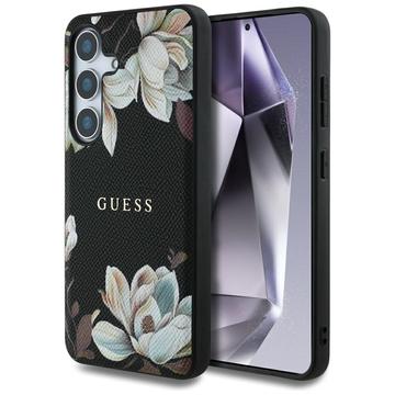 Funda Samsung Galaxy S25 Guess Grained Printed Flower Pattern - Compatible con MagSafe - Negro
