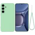 Samsung Galaxy S25 Funda de silicona líquida con correa de mano - Verde
