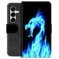 Funda Cartera Premium para Samsung Galaxy S25+ - Dragón de Fuego Azul