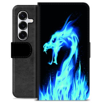 Funda Cartera Premium para Samsung Galaxy S25+ - Dragón de Fuego Azul
