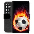 Funda Cartera Premium para Samsung Galaxy S25+ - Pelota de Fútbol en Llamas