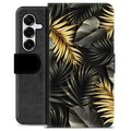 Funda Cartera Premium para Samsung Galaxy S25+ - Hojas Doradas