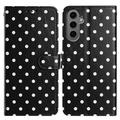 Funda Cartera con Estampado de Lunares para Samsung Galaxy S25 - Negra